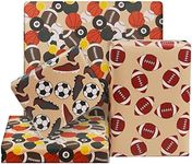 AircooL Sports Gift Wrapping Paper, 9 Sheets Rugby Basketball Tennis Baseball Football Kraft Wrapping Paper, 20x28 Inches per Sheet Birthday Paper for Men Boys