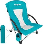 KingCamp Beach Chair for Adults Folding Portable Lightweight Backpack with Cup Holder Carry Bag for Outdoor Camping Concert Festival Travel Sports Lawn Sand, Oversized, Cyan-Low Back