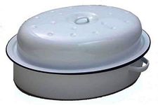 Casserole Dish Falcon Enamel Oval Roaster Oven Roasting Tray Tin + Lid