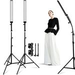 LED Video Light, Foccalli Dimmable Photography Studio Lighting Kit with 4 Colour Cloth and 2M Adjustable Light Stand Tripod for YouTube Video Filming Portraits (2 Pack)