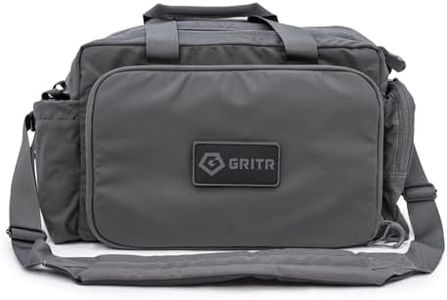 GRITR Tactical Range Bag for Handguns and Ammo - Military Style Duffle Bag for Shooting, Hunting, Travel, Everyday Carry - Tactical Gun Case for Pistol and Gear Storage, Grey