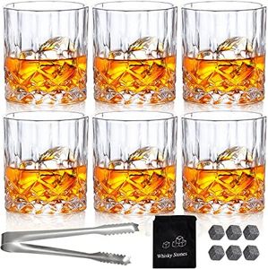 Juego de 6 vasos de whisky vintage de 300 ml, vasos de cristal para beber whisky escocés, bourbon, brandy, ron, cóctel, hogar, bar, fiesta