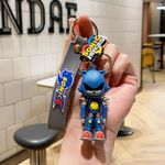 Ash & Roh Whimsical 3D Silicon Tram Couple Keychain Set: Boy-Girl Car Keychain Fashion with Bag Charm & Strap - Adorable Cartoon Model Toy Doll Gifts (sonic grey)