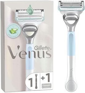Gillette Venus Women's Razor Plus 1 Razor Blade Refill with Precision Trimmer, Designed for Pubic Hair and Skin, Blue, 1 Count (Pack of 1)