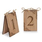 Wooden table numbers floral rustic style | wedding engagement anniversary table | engraved | wedding reception decor for country rustic or barn style event