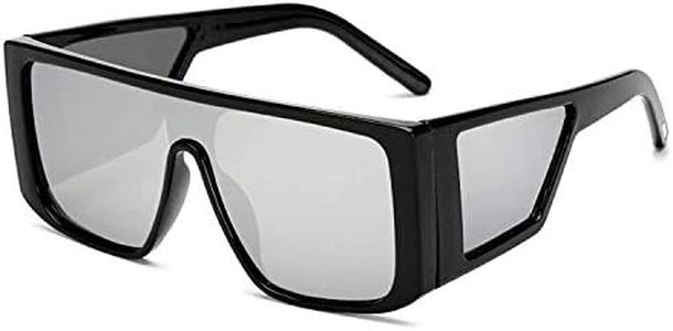 ARZONAI Mens Square UV Protected Sunglasses Black Frame, Silver Lens (Large) Pack Of 1