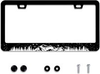 Night Forest Mountain License Plate Frame 1 Pcs Personalized License Plate Cover Fits Standard U.S. Vehicles for Men Women 12.2 X 6 Inch Plate Frame Stainless Steel Car Accessories