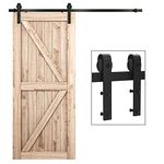 ETIASQSA 7FT/213CM Sliding Door Track Barn Door Hardware Kit Closet Rail Roller Heavy Duty Wood Door Hardware