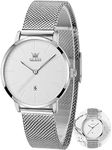 OLEVS Silver Watches for Women Thin