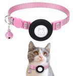 Airtag Cat Collar, Apple Air Tag Cat Collar with Safety Buckle and Bell, Reflective Cat Collar in 3/8" Width with Airtag Holder for Small Pets Cats Puppies Kitten