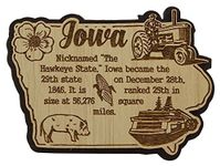 Printtoo USA Iowa State Map Wooden Magnet Souvenir Fridge Magnet Gift