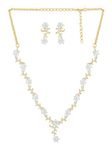 ZAVERI PEARLS Sparkling CZ Diamond with Leafy Design Necklace Set For Women - ZPFK5425