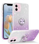 GUAGUA iPhone 11 Case,iPhone 11 Phone Case,Glitter Sparkly Bling with 360° Ring Holder Kickstand Support Magnetic Car Mount Slim Non-Slip Shockproof Girls Women Cover for iPhone 11 6.1 inch,Purple