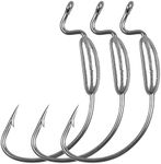 Weighted Hooks for Soft Plastics, 30Pcs Saltwater Swimbait Hook Weighted Extra Wide Gap Hooks Weedless Offset Worm Hooks Soft Plastic Hook