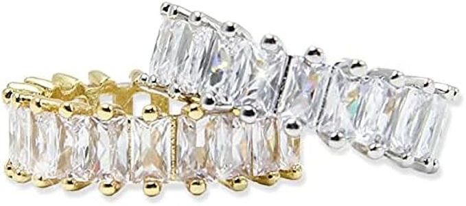 Neikafan 2 Pezzi Anello eterno cubico zirconia anello Regolabile Anello a fascia aperta anniversario anello di nozze Anello con zircone Regolabile Anello di eternità Rettangolo Gioielli Donna anello
