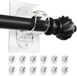 MUAKIOY Curtain Rod Holders No Drilling, (12-Pack) No Screw Self Adhesive Curtain Rod Brackets, Nail-Free Adjustable Curtain Rod Hooks, Stick on Wall Hanging Hold Up to 20lbs