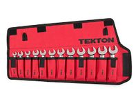 TEKTON WRN01190 Stubby Combination Wrench Set with Roll-up Storage Pouch, Metric, 8 mm - 19 mm, 12-Piece