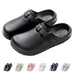 IDEINER Garden Clogs Shoes for Women Men Slip on Mules Sandal Lightweight Nurse Kitchen Clogs Soft Bottom Adjustable Buckle Slippers Ladies Clogs Walk Work Shoes Black Size 11 Women/8.5 Men