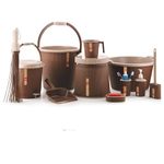 LUCIDO Modern Heavy Plastic Bathroom Set (Combo of 11, Dark Brown)