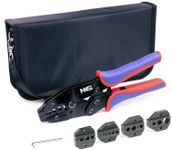 HKS Coax Ratchet Crimping Tool Set for Coaxial RG Cable RF Connector with 5 Changeable Dies