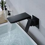 JinYuZe Bathroom Faucet, Single Handle Wall Mount Waterfall Bathroom Sink Faucet and Rough in Valve Included (Matte Black)