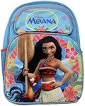 Disney Moana Deluxe Brightly Coloured 3D Moana & HEI HEI 17" Canvas Backpack with 2 Extra Front Pockets & Embroidered Writing, Padded Back & Shoulder Straps