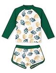 TUONROAD Girls Swimming Costume Kids Two Piece Swimwear UPF 50+ Protection Summer Beach Swimsuit for Children 5-6 Years Pineapple Green