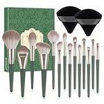 FITDON Makeup Brush, 14PCS Make Up Brushes Set Kabuki Foundation Face Powder Concealers Eyeshadow Blush Brushes with 2PCS Powder Puffs