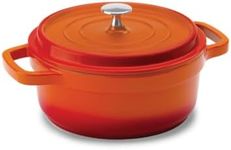 Mundial Cast-Aluminum Dutch Oven 4 Qt., Large Dutch Oven Pot with Lid & Handles for All Stoves Including Induction – Dishwasher- & Oven-Safe Casserole Cookware with Nonstick Ceramic Enamel, Orange