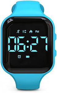 Focwony Non-Bluetooth Led Fitness Tracker Watch,Digital Pedometer Watch,with Step Counting/Distance/Calories/Stopwatch/Alarm Clock, Great Gift for Kids Teens Girls Boys Xmas (Square - Blue)