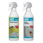 HG Mould Remover Spray, Effective Mould Spray & Mildew Cleaner, Removes Mould & More (500ml) + HG Grout Cleaner, Ready-To-Use Tile Grouting Cleaning Spray, Removes Stubborn Stains & More 500ml Spray