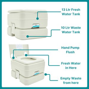 Hi-Gear Portable Toilet 13L – Cream, Lightweight Camping Toilet