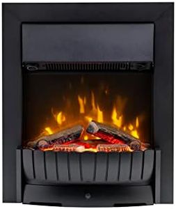 Dimplex Clement Optiflame Inset Electric Fire, Traditional Style, Matt Black, LED Flame Effect Fire with Artificial Logs, 9cm Inset Depth and 2kW Adjustable Fan Heater