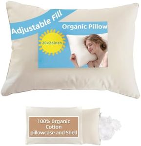 LOFE® Adjustable Organic Pillow 20x26-100% Organic Cotton Pillowcase & Shell, Non-Toxic Pearl Filling, Organic Pillow for Side Sleepers, Neck Pain Relief, Machine Washable, Bedroom&Travel&Couch