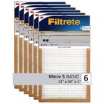 Filtrete 12x20x1 Air Filter, 3M MERV 5 HVAC AC Furnace Filter Replacement, 6-Pack (Actual Size 11.81x19.81x0.88 in)