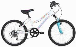 Schwinn Shade Kids Mountain Bike, 20-Inch Tyres, 12.25-Inch Frame, Front Suspension, 6 Speed Shifters, V-Brakes, Recommended Ages 5 - 8 Years, White