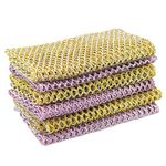 Heavy Duty Non Scratch Scouring Pads and Pot Scrubbers (6 Pack) - Mesh Dish Cloth, Durable Netted Dish Scrubbers - No Odor Dishwashing, Pan Cleaner, Netted Dish Cloth, Scouring Cloth - Korea Made