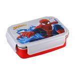 SKI Crunchy Insulated 2 Grid bento Lunch Box with Stainless Steel Inner and a Spoon-Cum-Fork- Spiderman