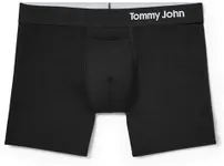 Tommy John Men’s Trunk 4" Underwear, Cool Cotton Underwear with Supportive Contour Pouch, Dry Pima Cotton Blend Soft Breathable Waistband Mens Cotton Boxer Briefs Mesh Quick Dry (Black, XXL)