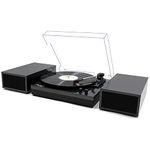 LP&No.1 Vinyl Record Player with Belt-Drive Turntable Bluetooth Playback & 2-Stereo Speakers, 3-Speed Vintage Record Player with Speaker & RCA for Entertainment and Home Decoration, Black Pearl