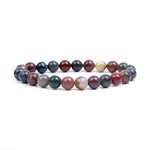 Bliss Creation Natural Genuine Semi-Precious Gemstones Bracelet Healing 8mm Beaded Bracelet Stretch Bracelet 7" Men's Bracelet Women's Bracelet (B-17-BloodStone)