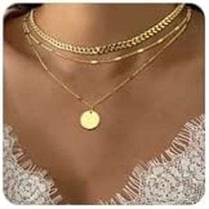 JECOMY 14K Gold Plated Layering Necklaces For Women Gold Necklace Set, Cuban Link, Snake Chain, Paperclip Layered Chains, Twisted Rope and Twisted Chain, Trendy Layering Necklace