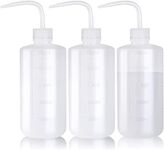 Melphoe Tattoo Wash Bottle Squeeze 3Pcs 500ml Squirt Bottle Succulent Watering Can, Safety Rinse Bottle, Plastic Squeeze Medical Lab Washing Bottle, Tattoo Supplies, Lash Water Bottle, White