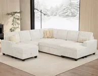 Belffin Oversized Sofa Bed Modular Sectional Sleeper Sofa with Pull Out Bed L Shaped Couch with Storage Chaise Beige Couch