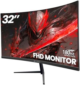 CRUA 32 inch Curved Gaming Monitor, FHD (1920X1080) 144Hz/180Hz Computer Monitor, 100% sRGB, 1800R Curvature, DisplayPort,HDMI Port, Supports AMD Freesync, Tilt Adjustment, Wall Mount-Black