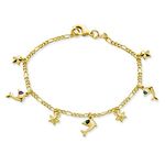 Tropical Vacation Honeymoon Jewelry Nautical Stars & Dolphin Charm Anklet Rolo Chain Ankle Bracelet for Women Teens 18K Gold Plated 10 Inch