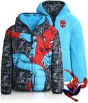 Marvel Boys’ Avengers Spider-Man Reversible Jacket – Spidey Quilted Puffer Coat with Sherpa Fleece Lining (2T-20), Size 3T, Spider Man Blue