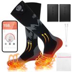 JUSTWILL Heated Socks Electric Rechargeable Heating Socks with APP Control for Men Women Foot Warmer for Winter Hunting Skiing Fishing Climbing Hiking Outdoor Sports Battery Included (M)