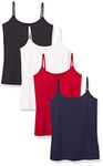 Amazon Essentials Women's Slim-Fit Camisole, Pack of 4, Black/Navy/Red/White, XXL