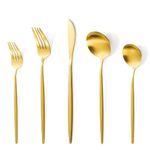 Gold Silverware Set, 40 Piece Gold Stainless Steel Flatware Cutlery Set for 8, Gold Utensil Sets, Dishwasher Safe (Mirror Gold)